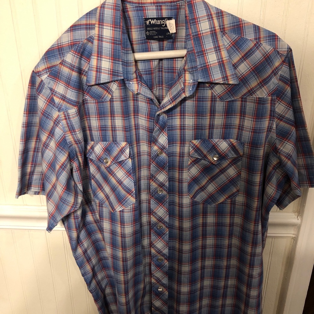 Men's Wrangler Western Shirt W/ Pearl Snaps 171/2